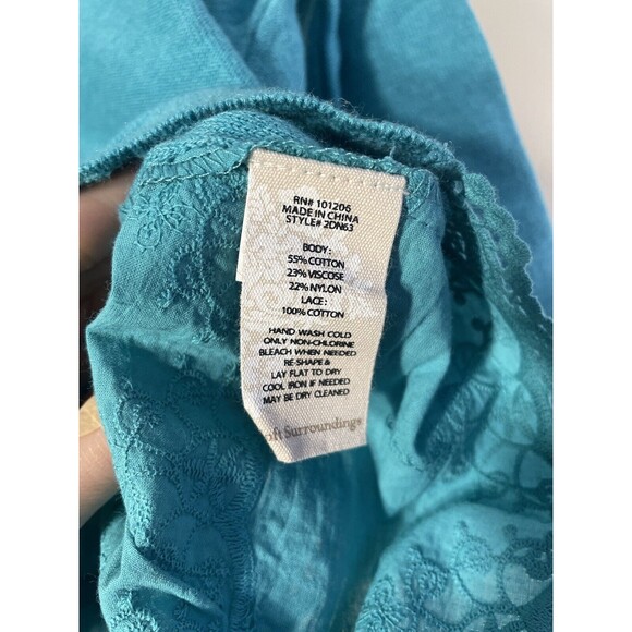 Soft Surroundings Size Small Lace Cardigan Buttons Cotton Blend Teal - Picture 6 of 9